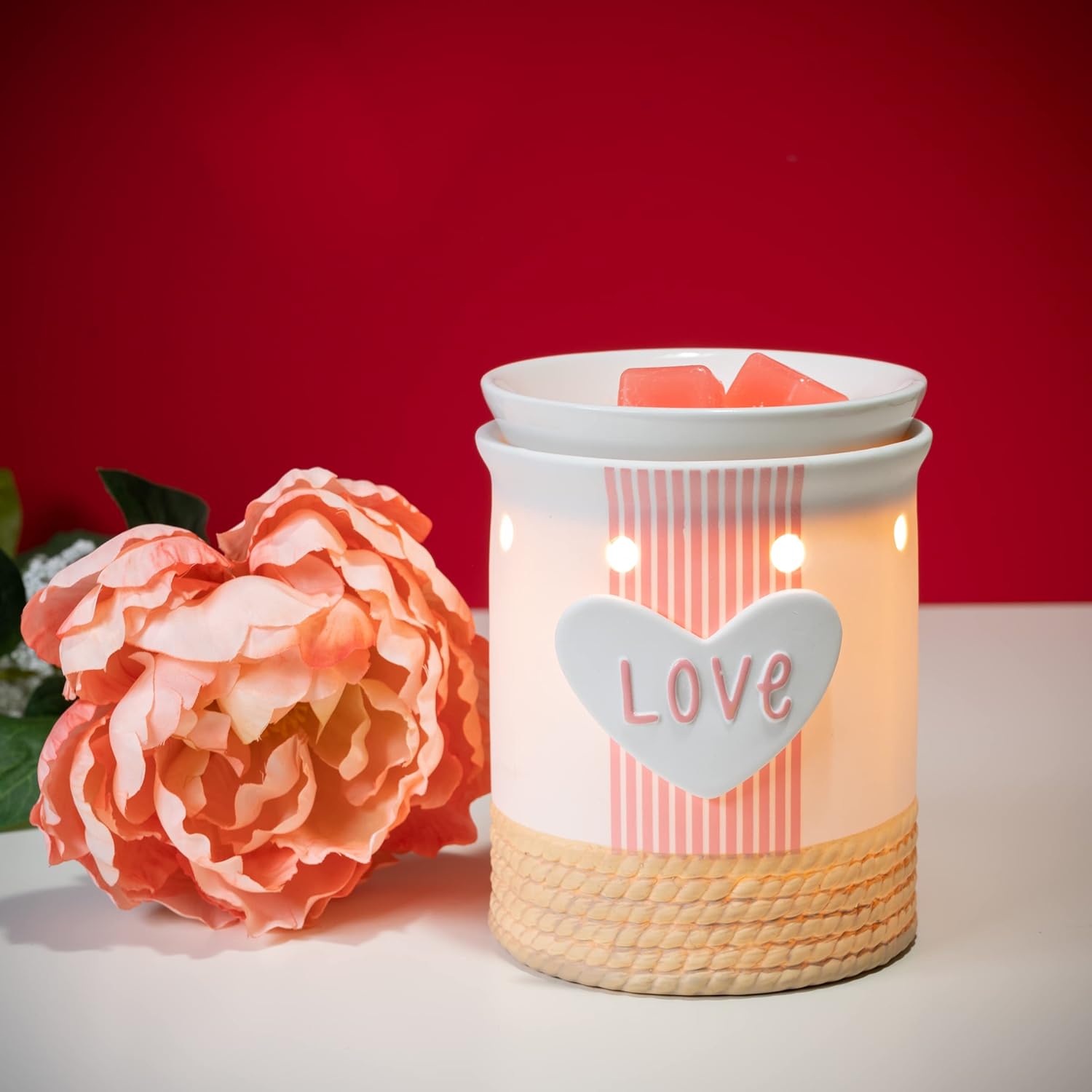 Scentsationals Wax Melt Warmer, Wax Warmer for Scented Wax Melts - Romance Collection Valentines Day Love - Candle Wax Melter for Fragrance Cubes and Tarts
