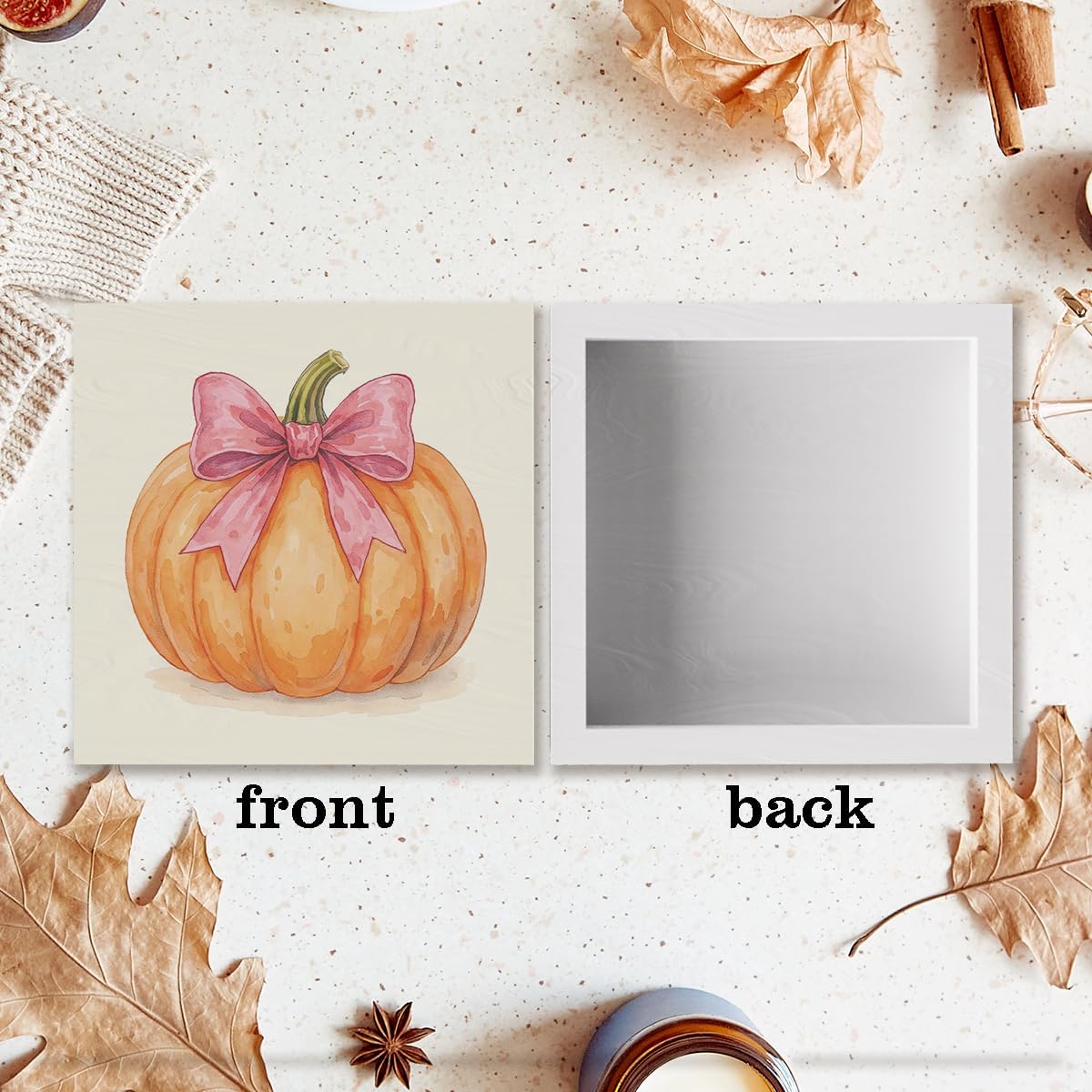 Pink Bows Fall Pumpkin Decor Fall Room Table Decor Sign Decorations for Room Living Room Bathroom Bedroom Kitchen Desk Thanksgiving Decorations image 3