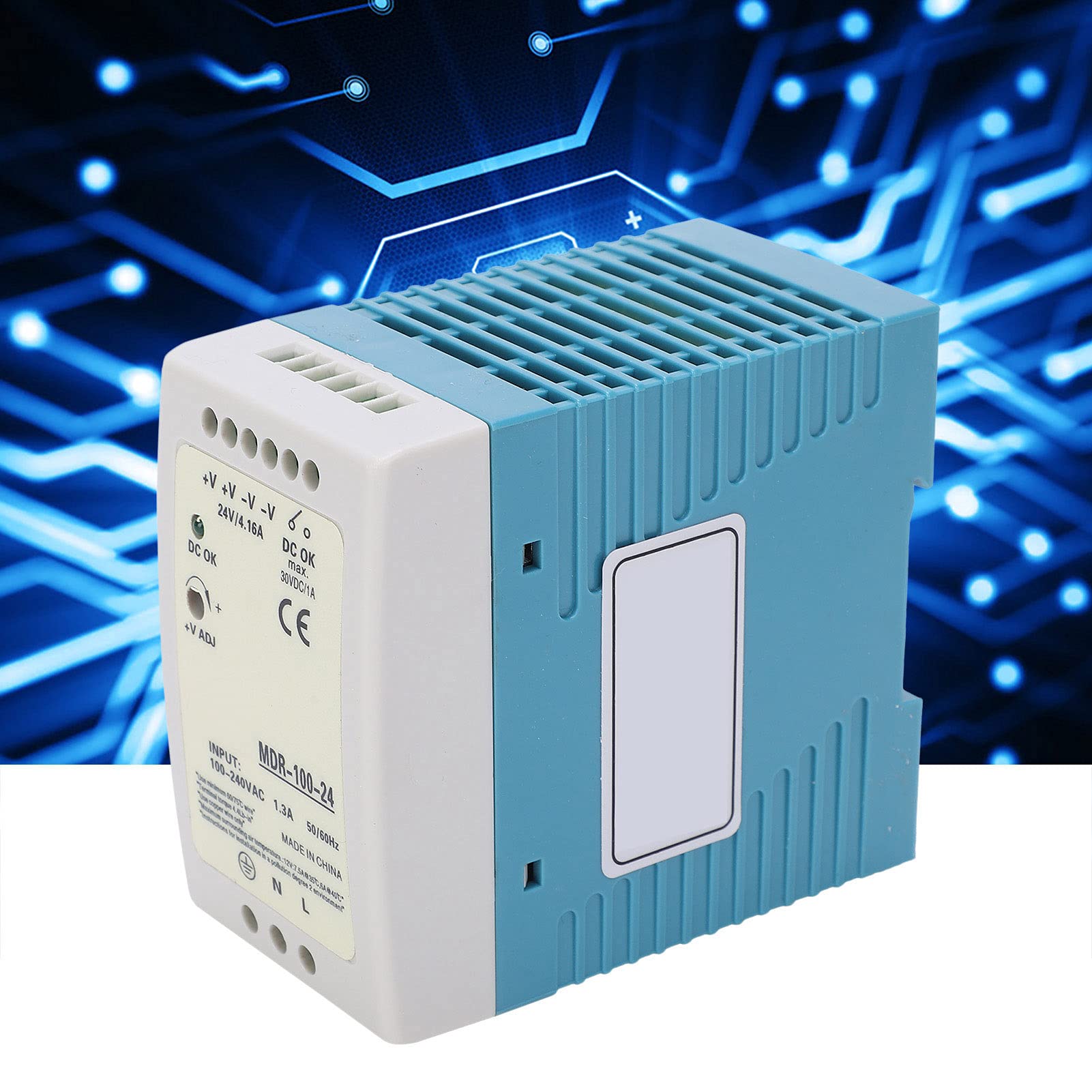 Generic Alimentation à Découpage sur Rail DIN, Alimentation ABS de qualité Industrielle MDR 100 24 24 V 4 A, Protection Contre Les Surchauffes et Les Surtensions pour Armoire de Commande Domestique,