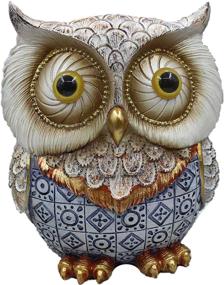 CUZOKOLA Cute Animal Owl Statue for Home Decor Living Room Desktop/BookShelf/Office/Shelf TV Ornament and Great Collection Sculpture Gifts for Owl Lover(Blue)