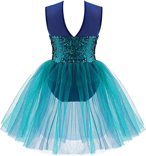 Miniatura 2 de JEATHA Vestido sin mangas con lentejuelas brillantes y dobladillos irregulares espalda en X lyrical latin jazz ballroom dancewear