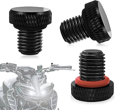Universal Motorcycle Mirror Hole Plugs M10x1.25, 3Pcs Aluminum Rear View Mirror Plugs for Honda CB500 CRF250 Grom MSX125 for Yamaha FZ-07 MT-07 FZ-09 MT-09 for Kawasaki Z900 for Suzuki etc - Black