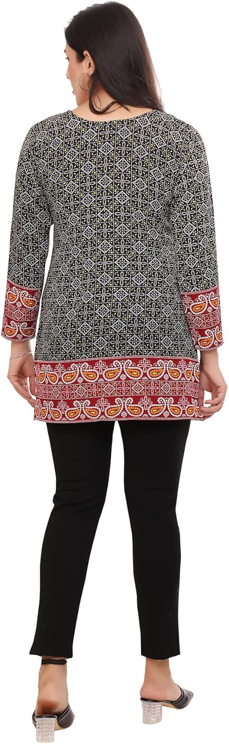 Maple Clothing Short Kurti Indian Tunic Top Women's Printed India Apparel Outfit - Image 2