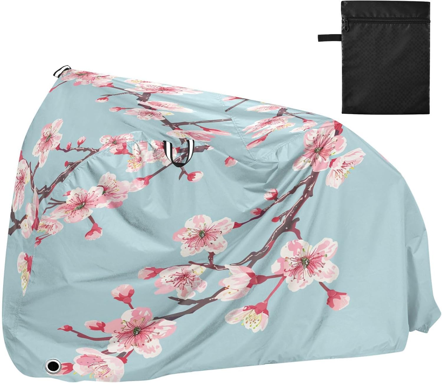 ALAZA Pink Cherry Blossom Flower Floral 3 Bike Cover Waterproof Outdoor Ebike Bicycle Covers Tarp Protection for 1/2 Bikes, Sun UV Dust Wind Proof
