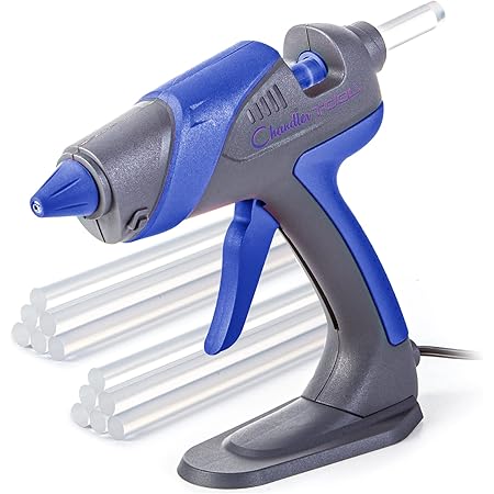 Full Size Hot Glue Gun for Crafts, 60W Large Glue Gun with 12 Glue Sticks and Stand, High Temp Heavy Duty Industrial GlueGun Kit for Crafting, Wood, PVC, Glass, Home Repair by Chandler Tool, Blue