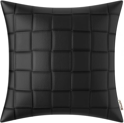 Miniatura 83 de BRAWARM Fundas de almohada de piel sintética de 20 x 20 pulgadas, paquete de 2, fundas de almohada de cuero crema, almohadas decorativas de cuero