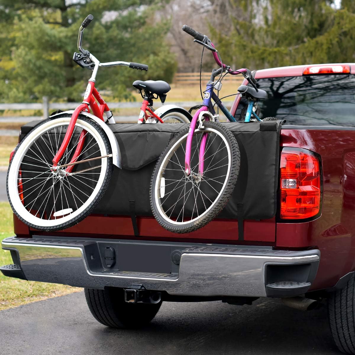 DNA Motoring 61" W X 16" H Heavy Duty Vinyl Truck Tail Padded Tailgate on Most Full-Size Trucks, Cover Adjustable Straps Handle Flap for Mountain Bike Carrier Bicycle, TGP-XL