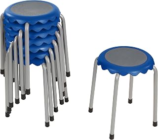 ECR4Kids Daisy Stackable Stool Set, Flexible Seating, Blue, 8-Piece