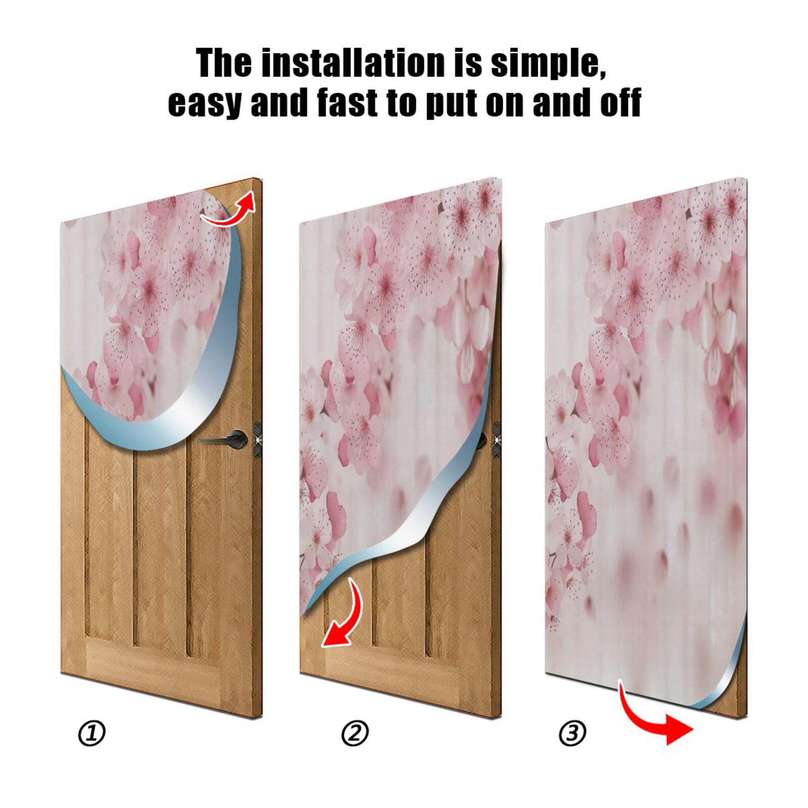 FLildon Japanese Sakura Flowers Blossoms Door Cover Decoration, Party Accessory Porch Decor for Festive Ornament Room Door Covers 36 x 98 Inch