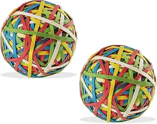Yosogo Assorted Color Rubber Band Ball, 2-Pack - Over 390 Total Strong & Stretchy Bands - Ideal for Office Supplies, Classroom Organization, and DIY Craft Projects