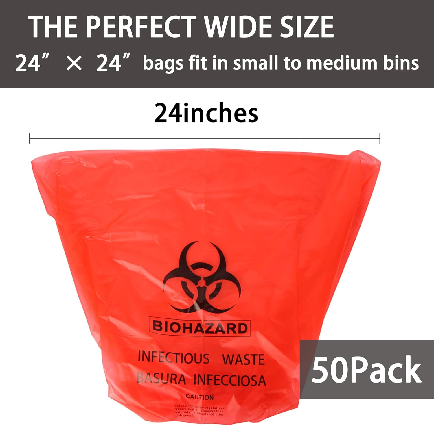 Biohazard Bags –10-Gallon Heavy-Duty Biohazard Garbage Bags – 50-Pcs Biohazard Waste Disposal Bags – Thick and Durable Trash Bags for Safety Waste Disposal – Medical-Grade Waste Bags : Industrial & Scientific