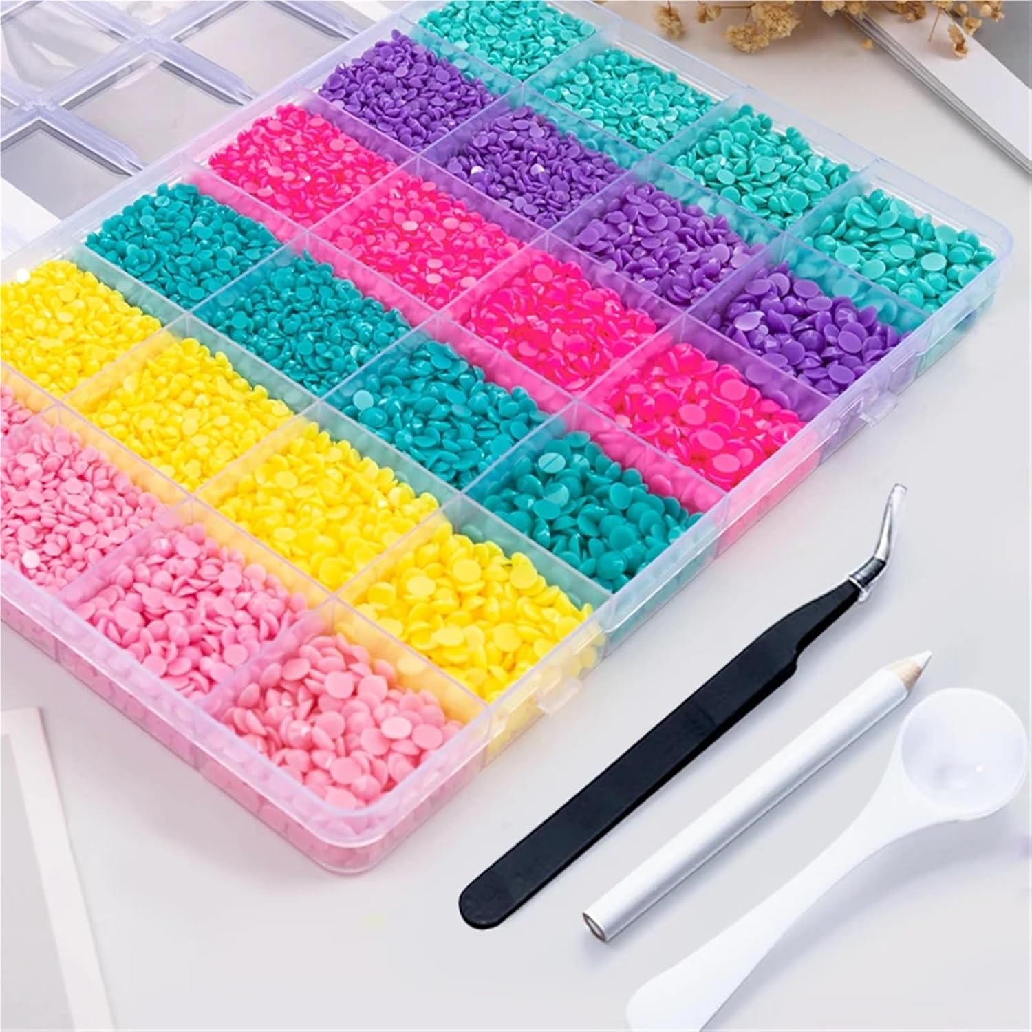 Rhinestones for Bedazzling 2Box 3-5mm 18700pcs Resin Rhinestone Kit Flat Back Jelly Multicolor for Nail Art DIY Crafts