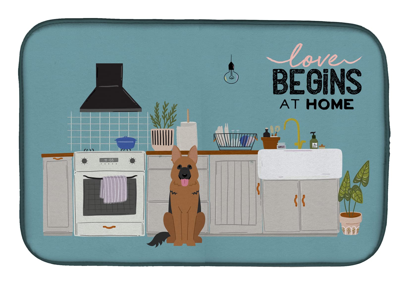 Tapis de séchage vaisselle Berger Allemand, cadeau idéal pour amoureux de chiens