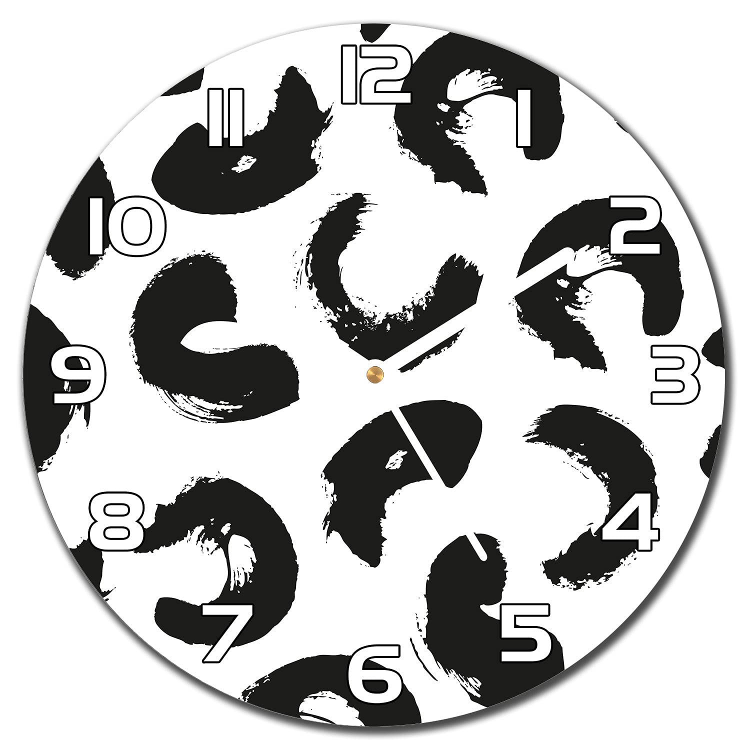 Horloge murale en verre salon cuisine design abstrait moderne 30cm