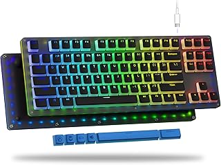 XVX K87 PRO TKL Mechanical Keyboard, Hot Swappable Keyboard with Pudding Keycaps, RGB Backlit Gaming Keyboard for PC PS4 Xbox - Gateron G Pro Yellow Switch