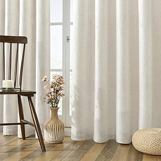 EMEMA Cream Linen Back Tab Curtains 84 Inch Length for Living Room 2 Panel Set Light Filtering Semi Sheer Curtain Drapes for Bedroom Neutral Farmhouse Decor 84 Inches Long Natural Ivory White Colored - Buy now