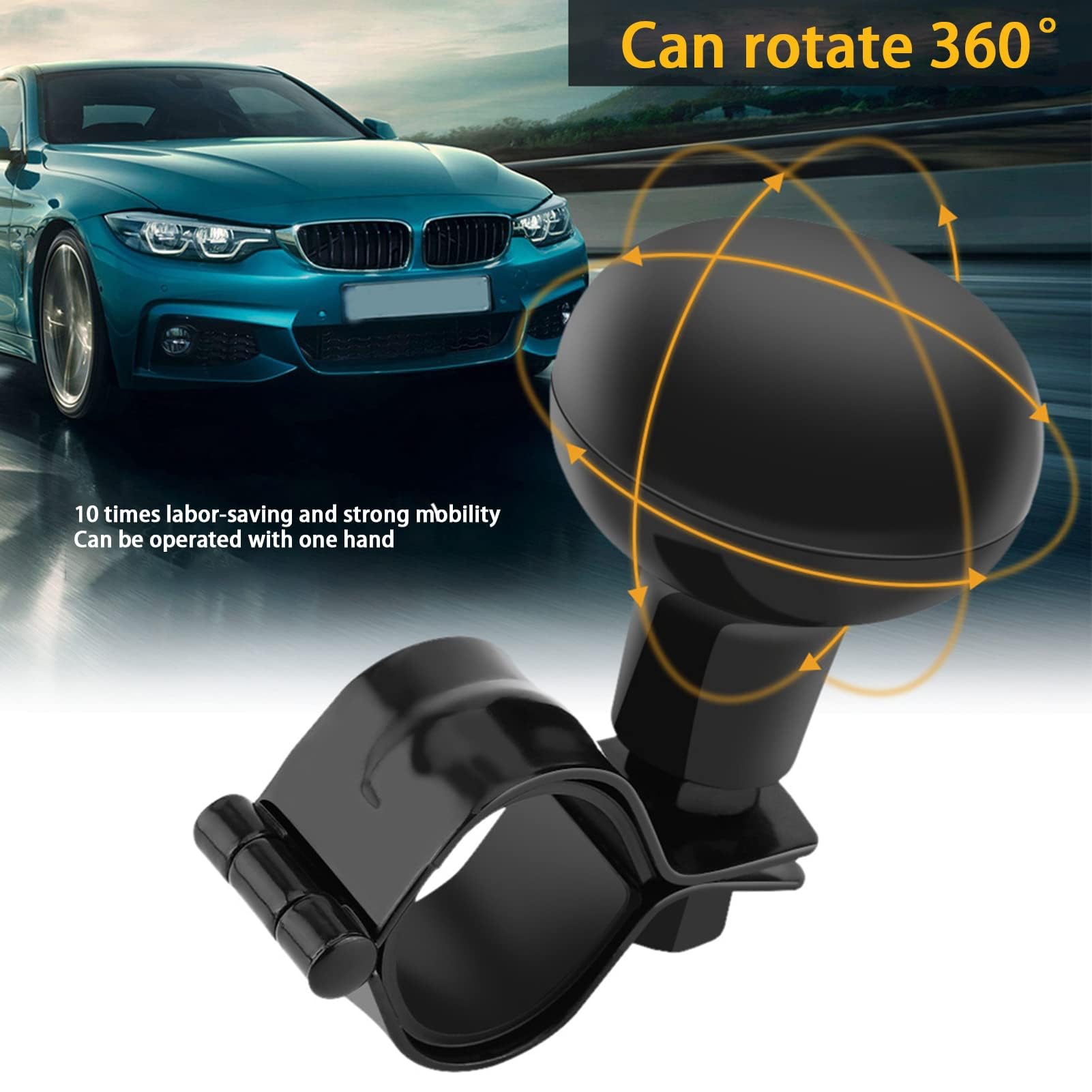 Bouton De Volant Universel Pour Voiture - Pince Rapide, Contrôle 360°, Design Ergonomique Noir - 6