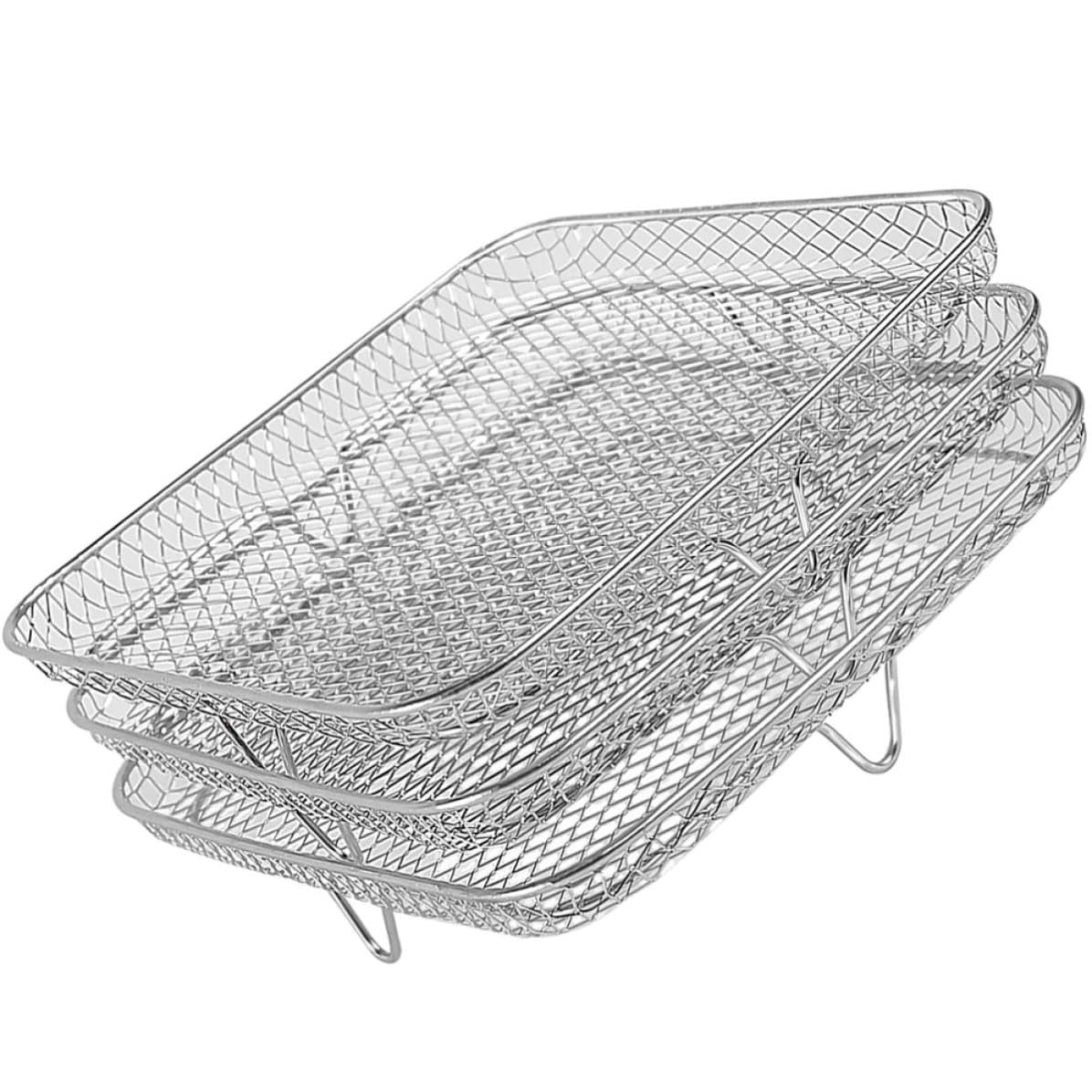 3 Piezas Rejillas para Freidoras de Aire Acero Inoxidable Apilables Multifuncionales Seguras para Amigos Que Aman Cocinar en Freidora de Aire