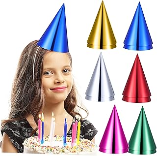 PartyKindom 12 Piezas Sombrero De Fiesta Hola Sombreros De Cumpleaños Adultos Vistoso Sombrero De Primer Cumpleaños Chico Cónico Sombreros De Fiesta De Cono De Brillo Víspera Azul Papel