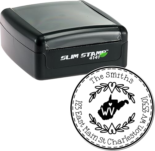 Miniatura 68 de Round State Love - Sello de dirección de devolución para Texas, uso con almohadilla de sello, mango de madera, sello de dirección de Texas