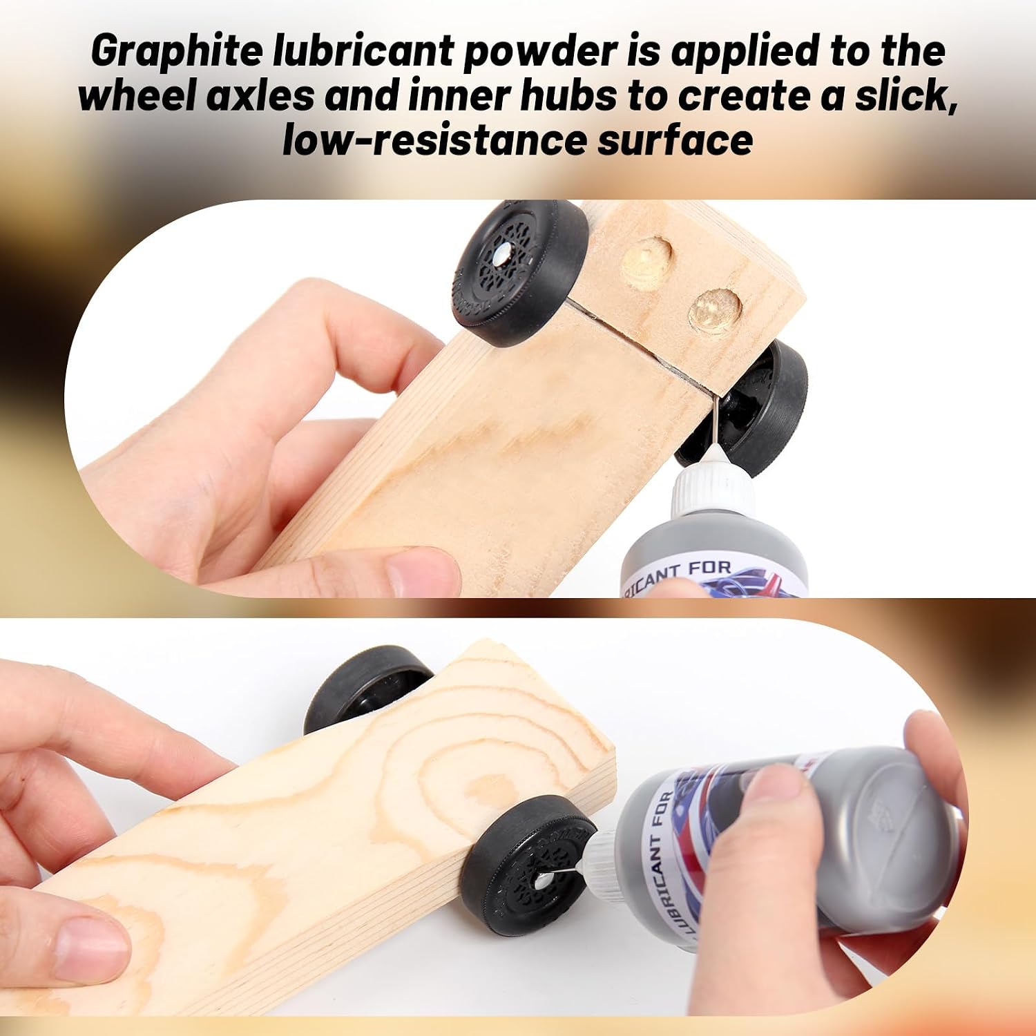 Pinewood Weights Kit-1 Pc 3 OZ Adhesive Stick-on Flexible Weights Tape Can be Cut with Scissors and 1 Pc 40ML Graphite Lubricant Powder for Derby Car