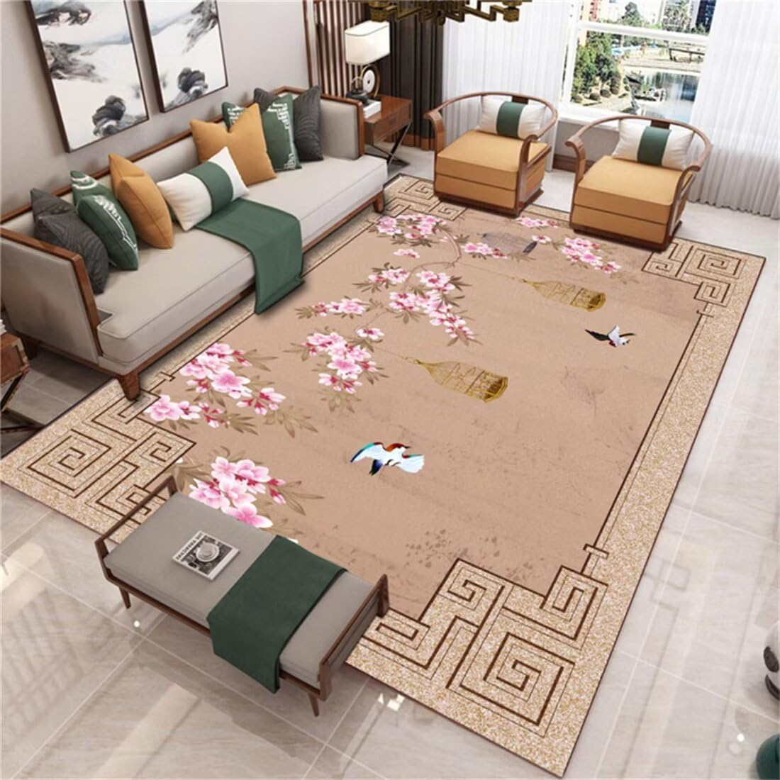 Tapis chambre bébé rose floral 160x230 tapis chambre fille personnalisé