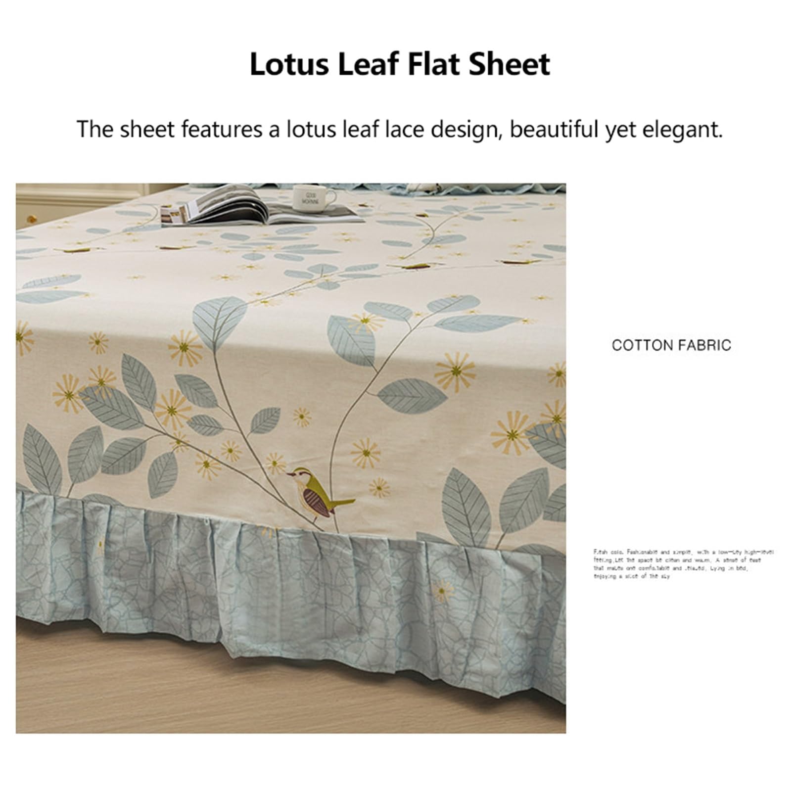 Bettlaken Betttuch Laken aus 100% Baumwolle mit Rüschen Bettrock 250x250/270cm Flaches Laken im Vintage-Stil, romantische Rüschen(Flower E,250x270cm+48x74cm x2)