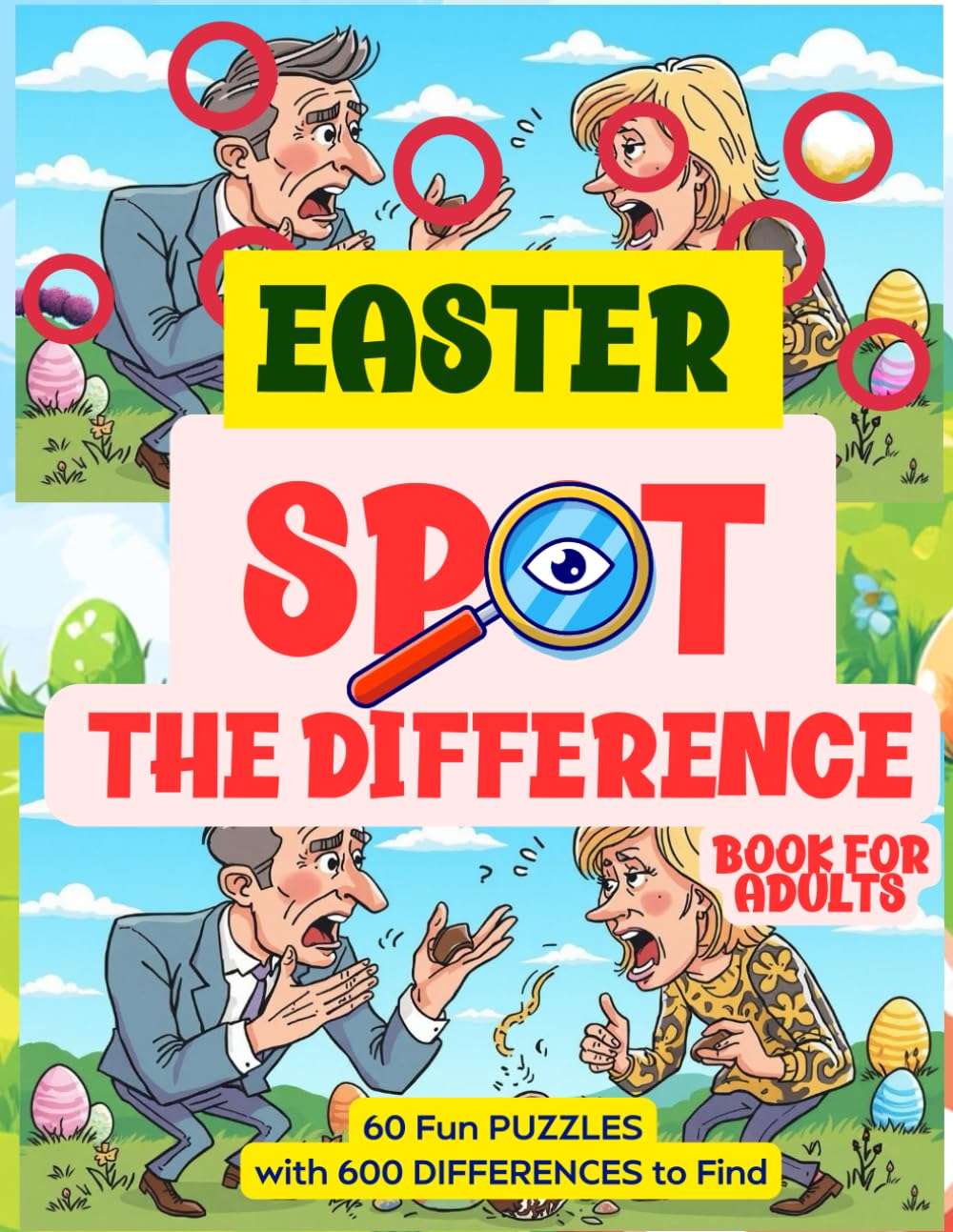 Easter Spot the Difference Book for Adults: 60 Fun Puzzles with 600 Differences to Find