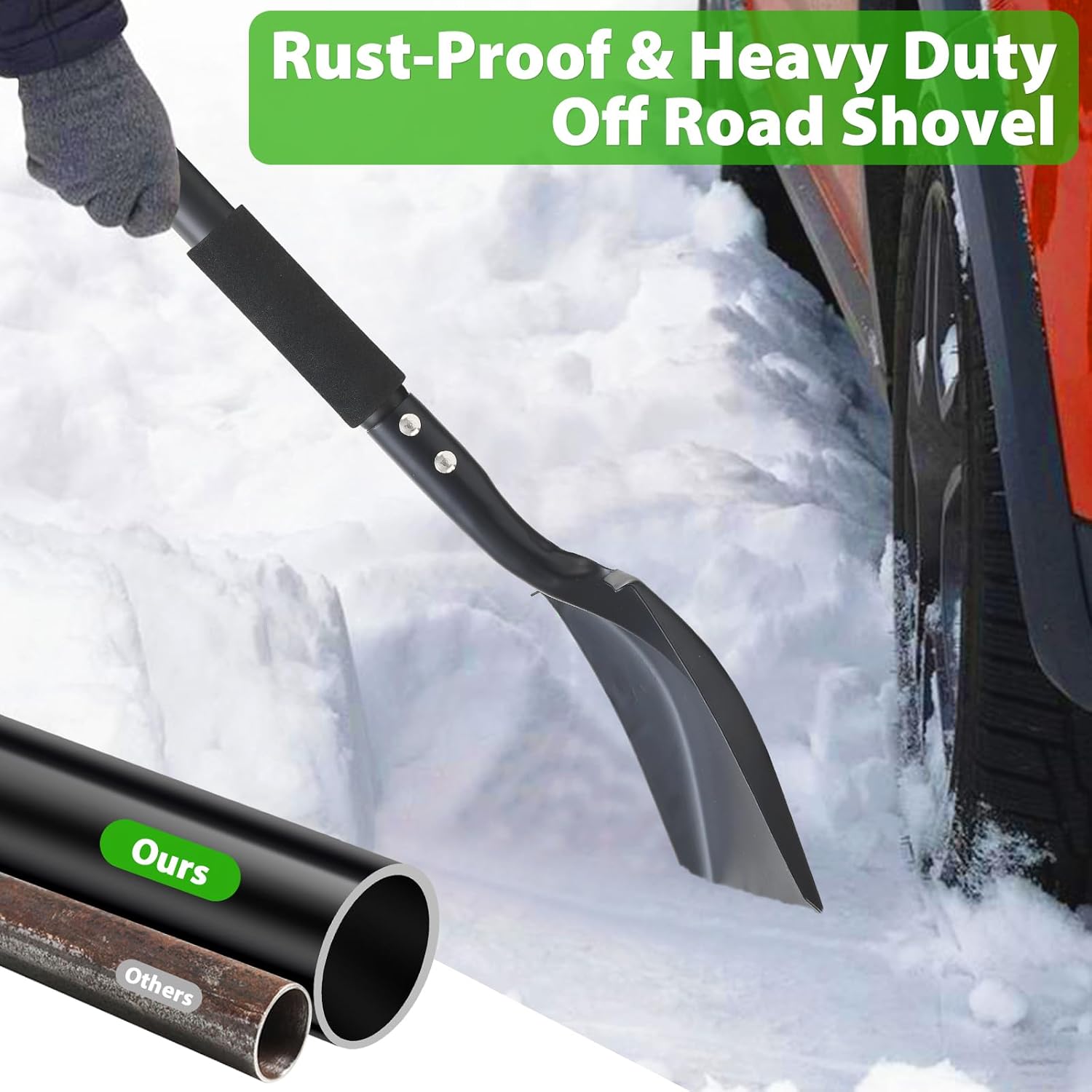 Shovel, Garden Shovels for Transferring, 31” Flat Square Spade Snow Shovel, Small Short Shovels for Car Snow Removal, Digging, Gardening, Trenching, Landscaping, Metal Scoop Shovel with D-Handle Grip