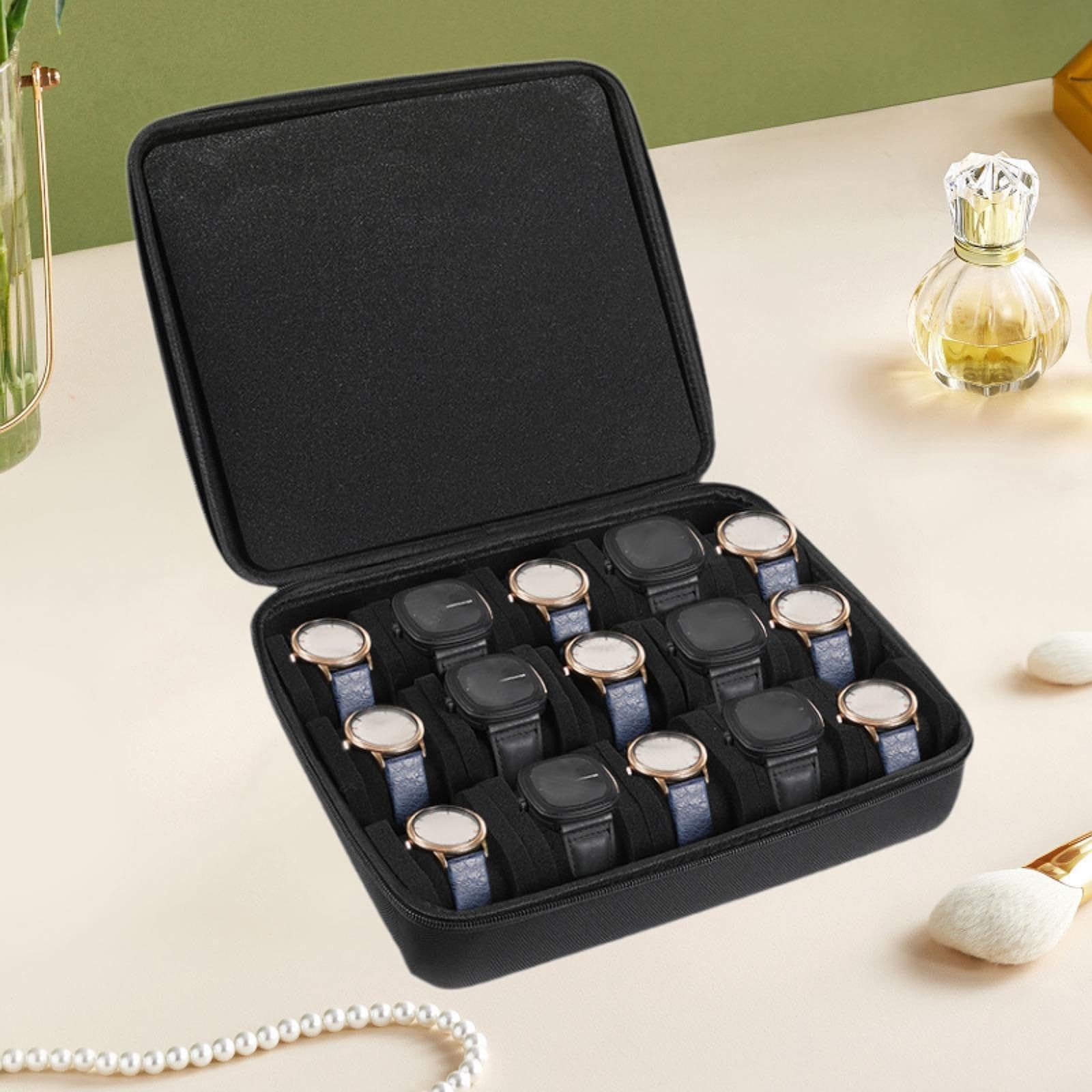 Boîte de Rangement pour Montre Connectée, Boîte de pour Montres, Hommes et Femmes, Organiseur de Transport pour Montres-Bracelets