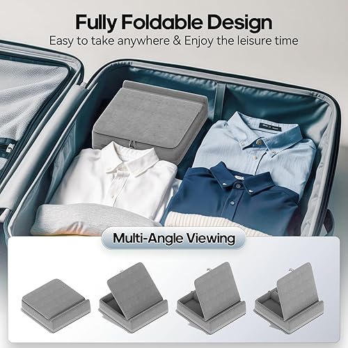 Miniatura 5 de KDD Soporte de almohada para tableta con almacenamiento, soporte plegable para iPad para cama, regazo y escritorio, base de almohadilla suave