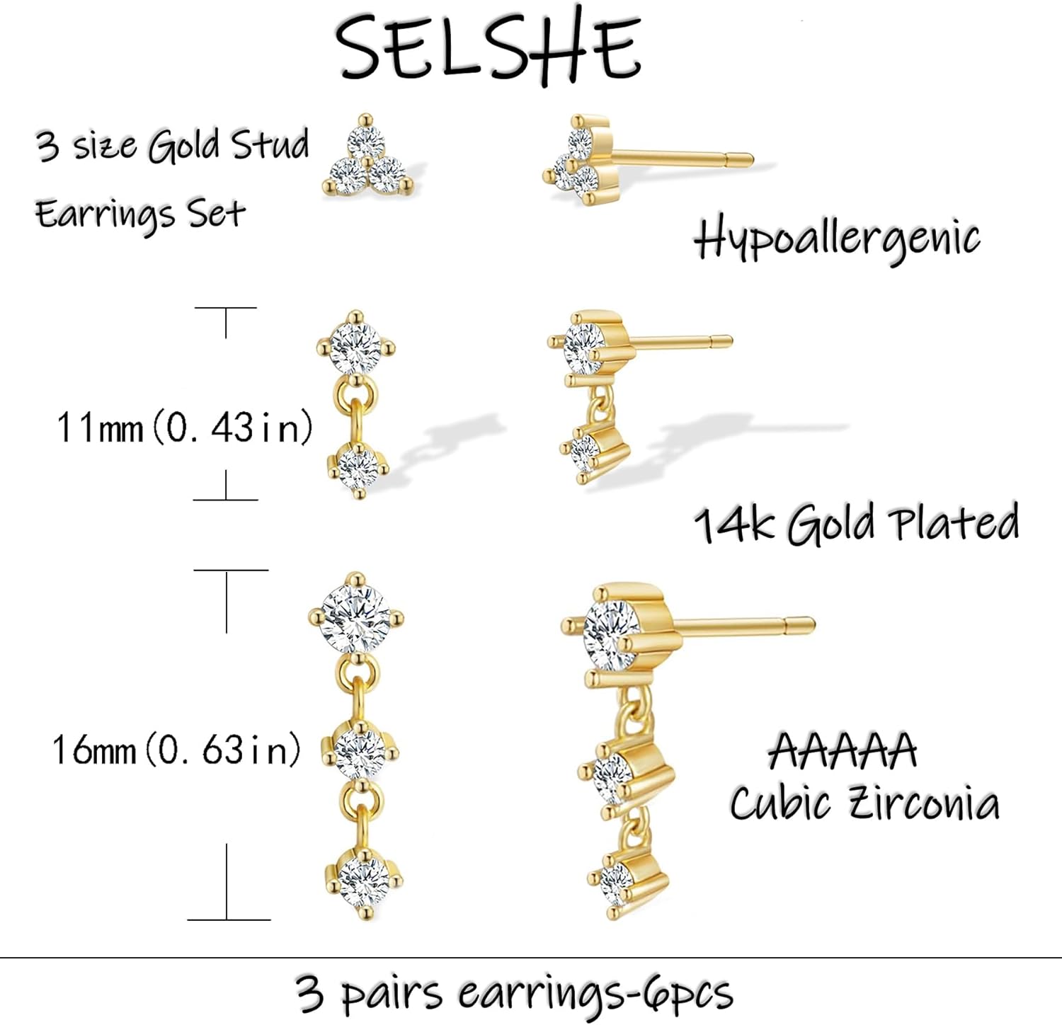 Gold Plated Earrings for Women, 14k Gold Plated Earring Stack Hypoallergenic Pearl Drop Earring Dainty Earrings for Women Trendy Cute Small Huggie Hoop Earring Fashion Womens Jewelry - Image 4