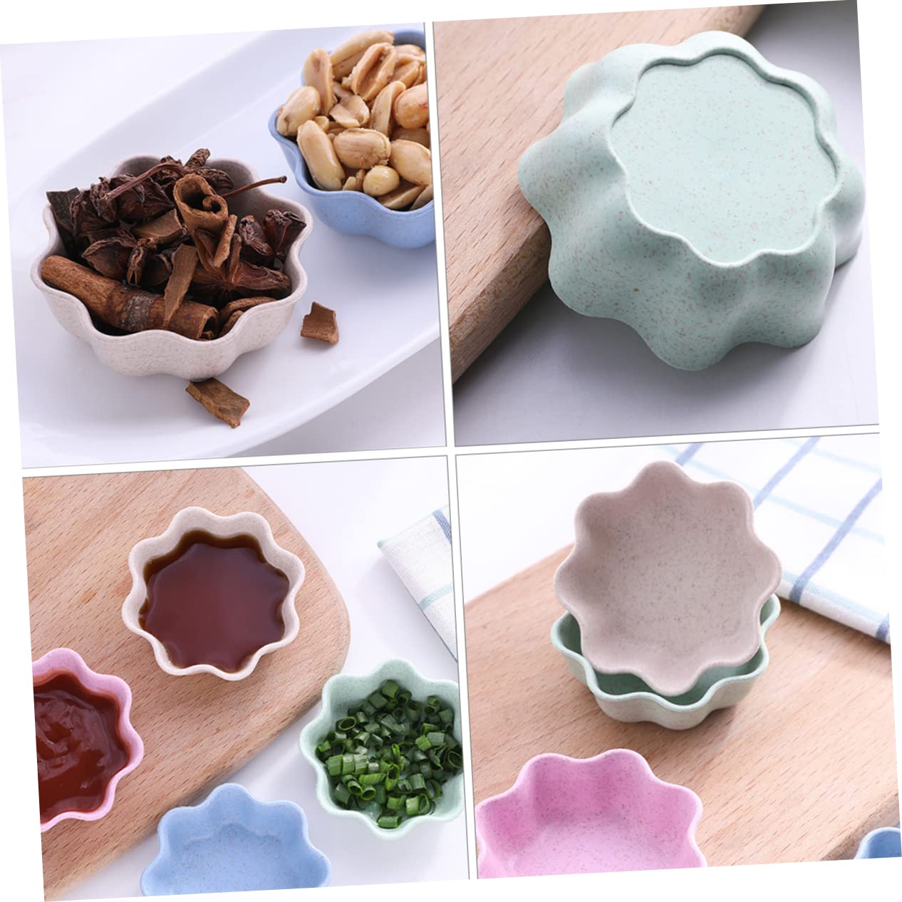 GRIRIW Pcs Flower Shape Seasoning Saucer Small Dishes Dipping Sauce for Cooking
