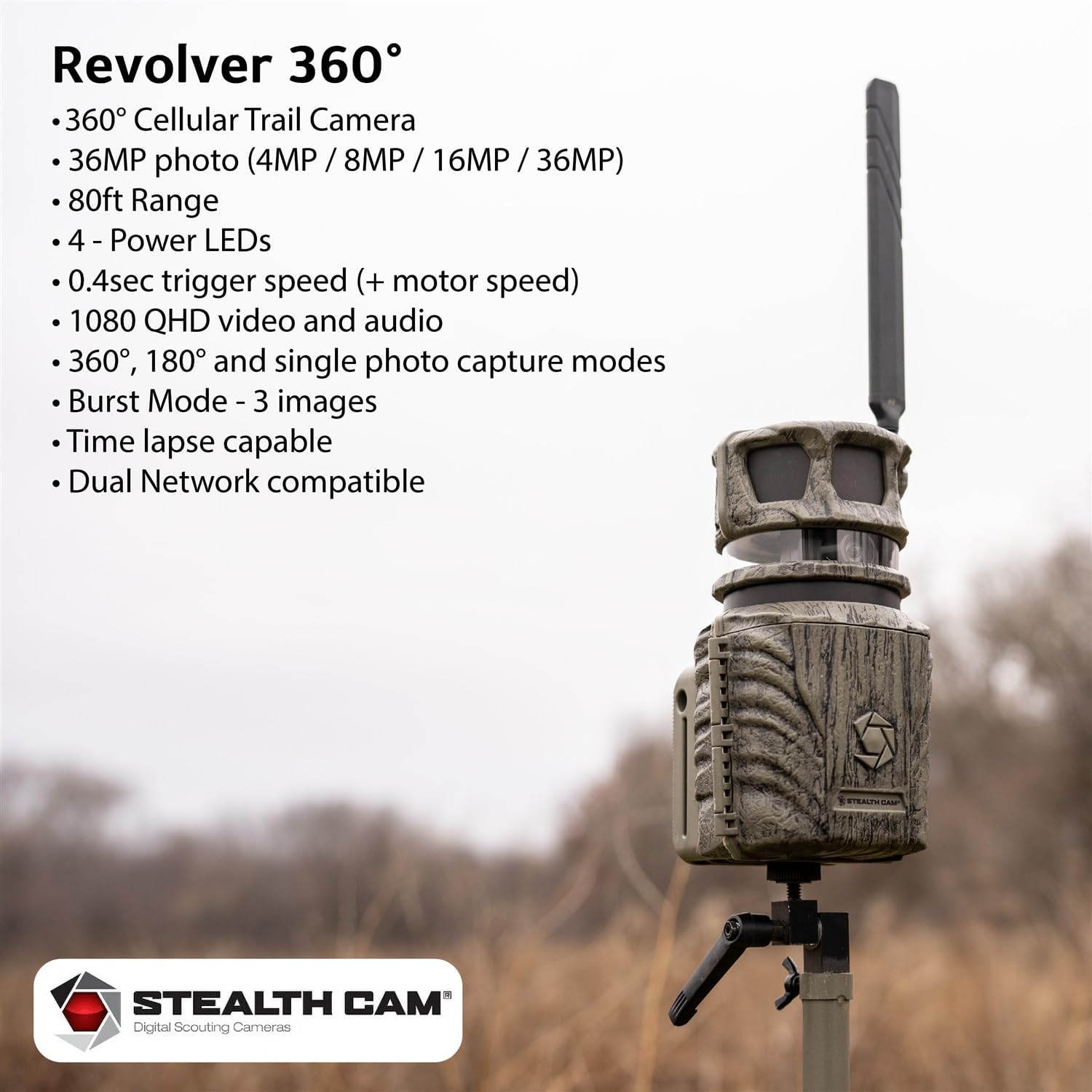 Stealth Cam Revolver 360-Degree Cellular Trail Camera Bundle with 32GB SD Memory Card