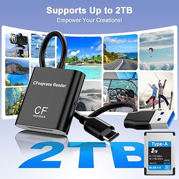 CFexpress Type A Card Reader, USB-C 3.2 Gen 2 10Gbps High-Speed Memory Card Reader with USB-C & USB-A Compatibility for CF Express Type A Cards