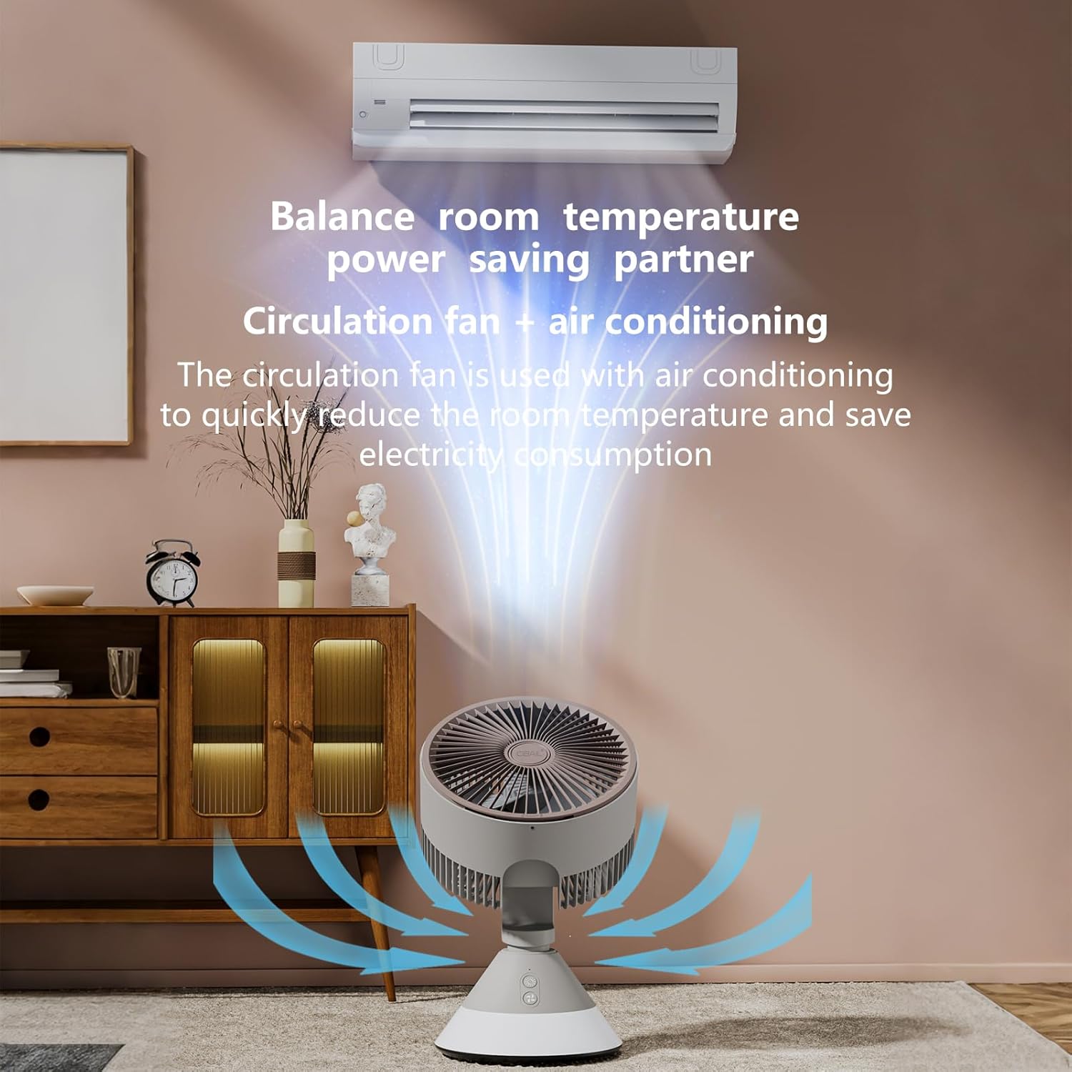 CIBAIL Small Desk Fan for Bedroom,10 Inches Portable Electric Table Air Circulation Fan,USB-C Rechargeable Powerful with 3 Speed 360° Adjustable Tilt for Whole Room,Best for Office Bedroom Kitchen