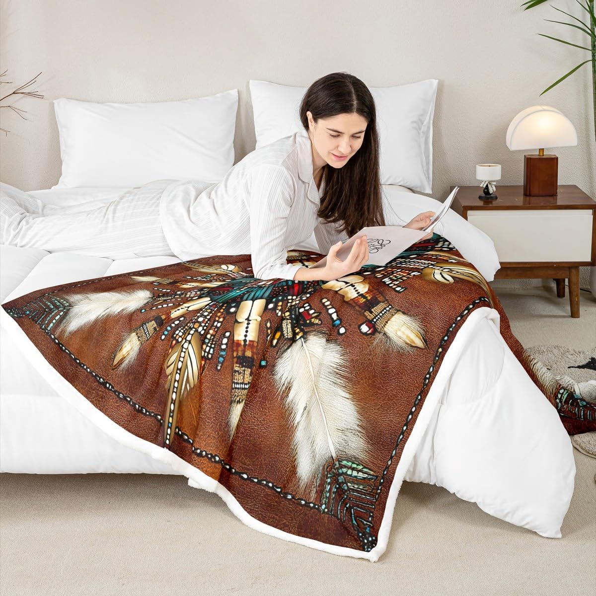 jejeloiu Ethnic Totem Arrow Fleece Throw Blanket Baby 30"x40" Kids Southwestern Aztec Sherpa Blanket Plush Fuzzy Farm for Bed Couch Chair Living Room Microfiber