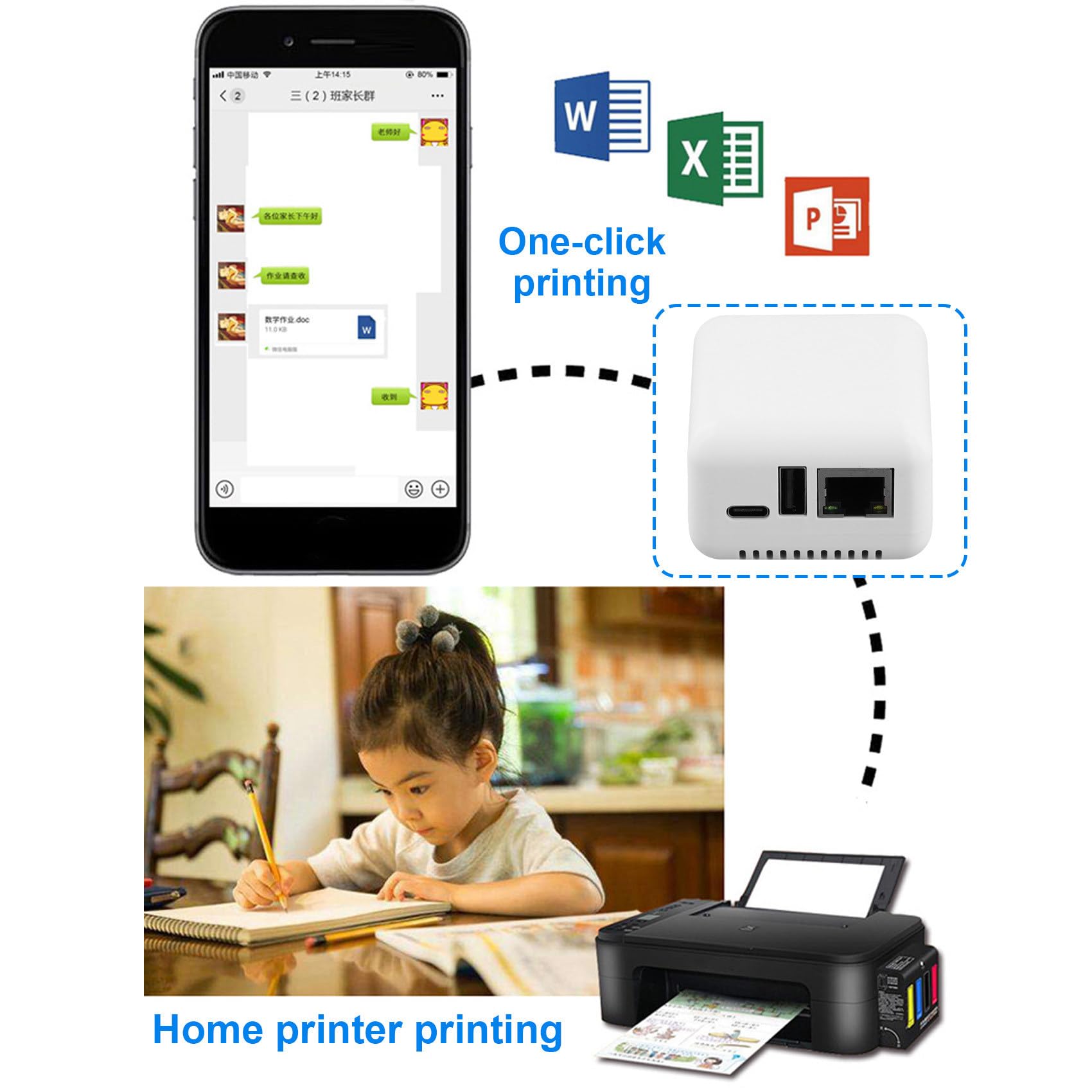 P330 Mini Print Server Connessione Via USB 2.0 Stampa Facile, Mini NP330 Cloud Printing Print Server