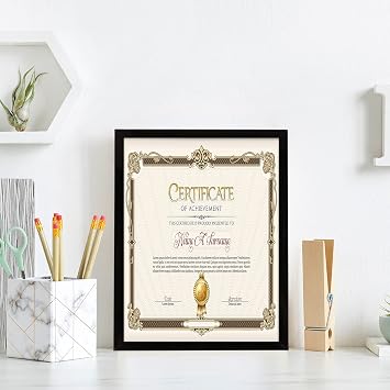 CABAX 8.5x11 inch Without Mats Picture Frames, Black Certificate Diploma Document Frames Set for Tabletop or Wall Display for Arts or Photos or Posters, Pack of 1