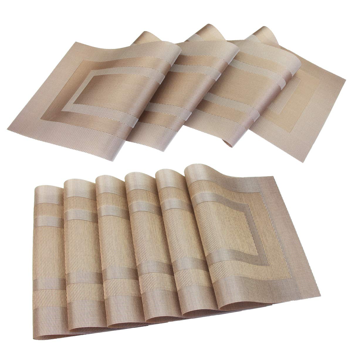 PIGCHCY Placemats,Durable Placemats for Dining Table,Washable Woven Vinyl Kitchen Placemats Set of 4 (Brown) — Amazon image 27