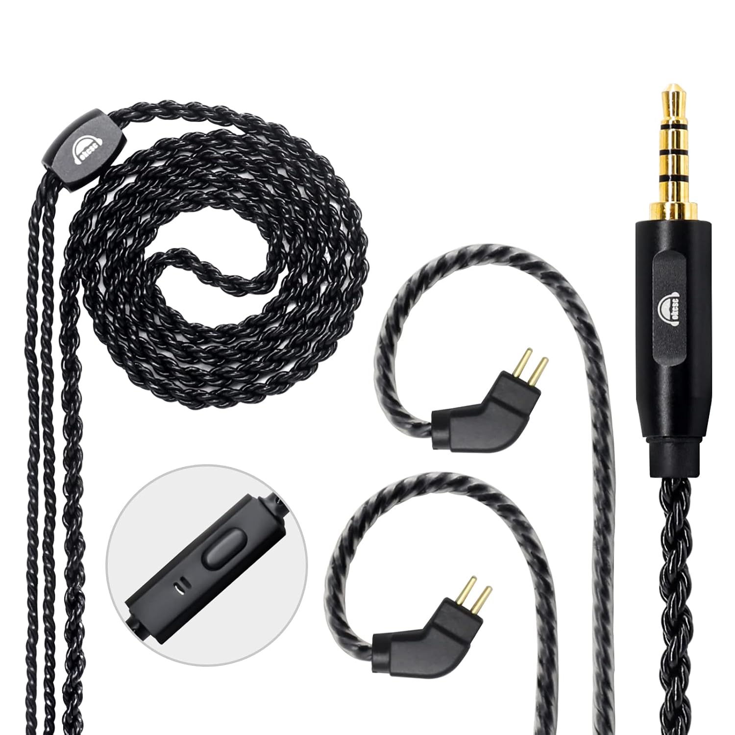 okcsc 2 Pin Detachable Earphone Replacement Cable, 6 Core Plated-Silver Upgrade Cable for KZ ES4 ED16 ZS5 ZS6 ZSR ZST ZS10 (0.78mm, No Mic)