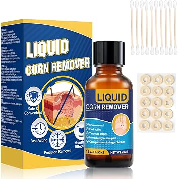 Liquid Corn Remover for Feet Extra Strength 20ML, Fast Acting Corn Removal, for Corn, Calluse, Warts and Thorns, with 15PCS Cushions, 10PCS Swabs