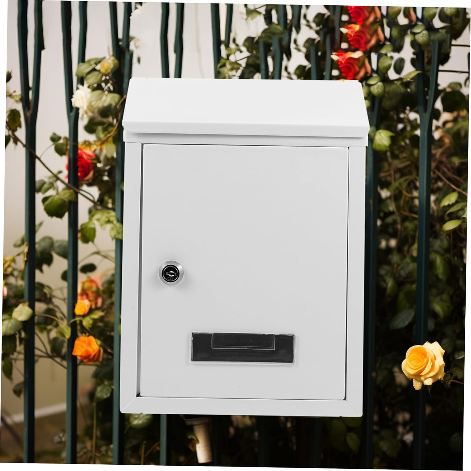 POPETPOP Retro Style Wall Mount Mailbox Lockable Iron Post Box for Outdoor Use Durable Vintage Letter Box with Fine Craftsmanship for Home and Garden Space Saving Design