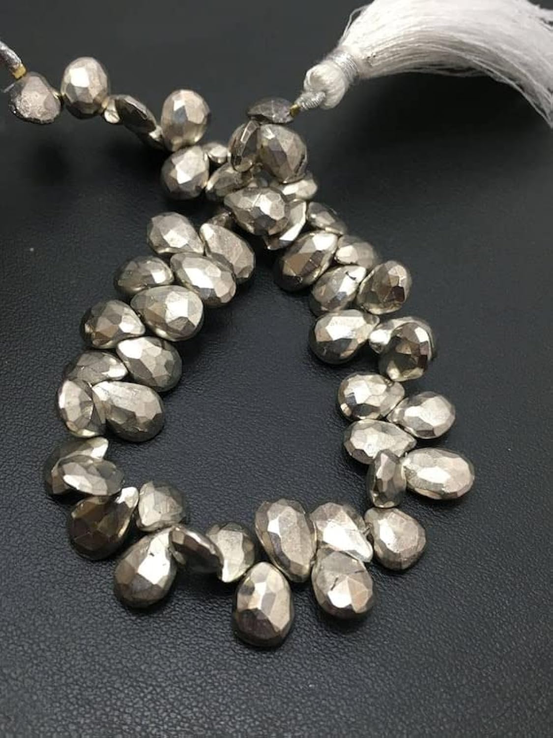 Pyrite facettée briolette haut de gamme de 9mm à 11mm, perles semi-précieuses véritables