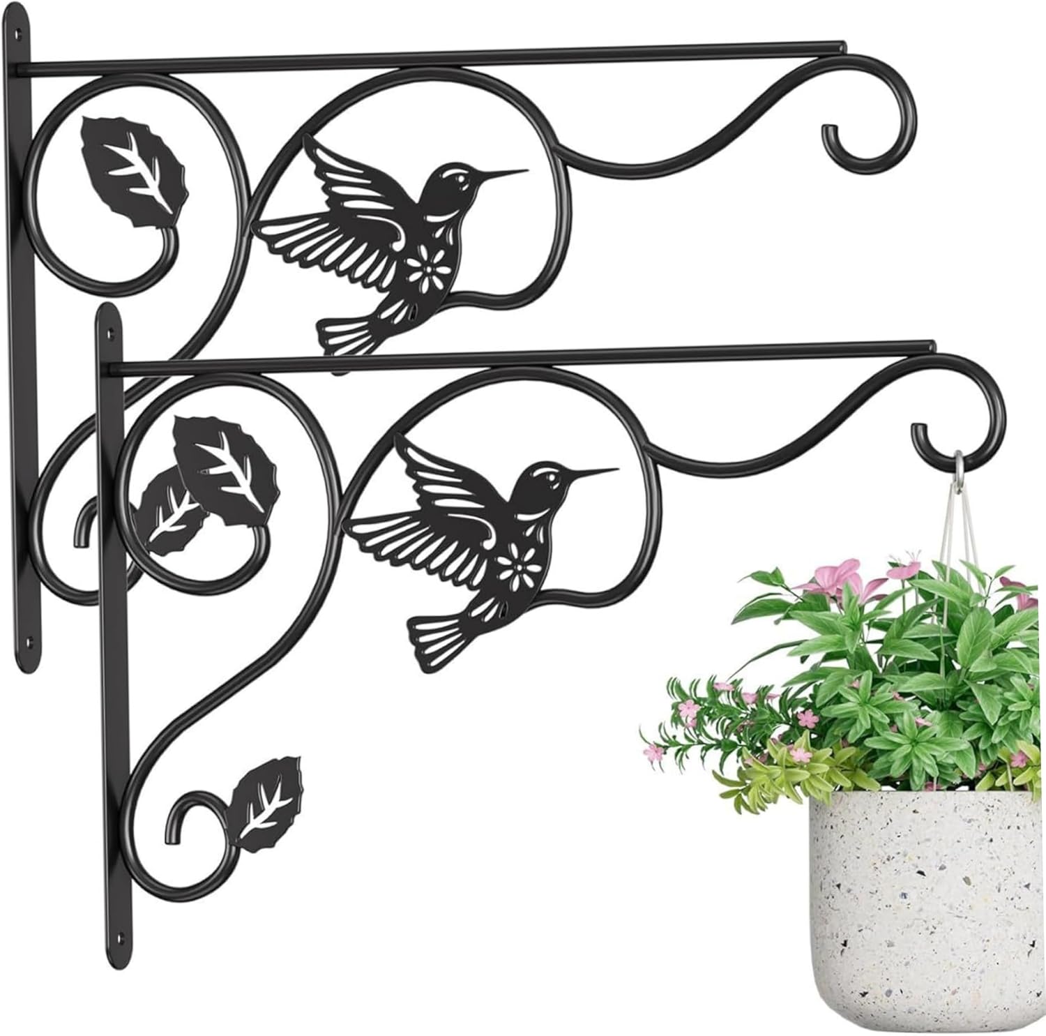 Plant Hanger Bracket, 12x9 Metal Plant Hooks with Bird Design for Hanging Plants, Bird Feeders, Wind Chimes, Indoor Use Garden Outdoor..