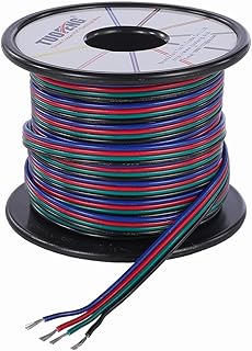 TUOFENG 4 Core Cable 22awgElectrical Wire 40 Feet 4 Pin RGB Extension Cable Line Cord 4 Color for Single LED Strip Light