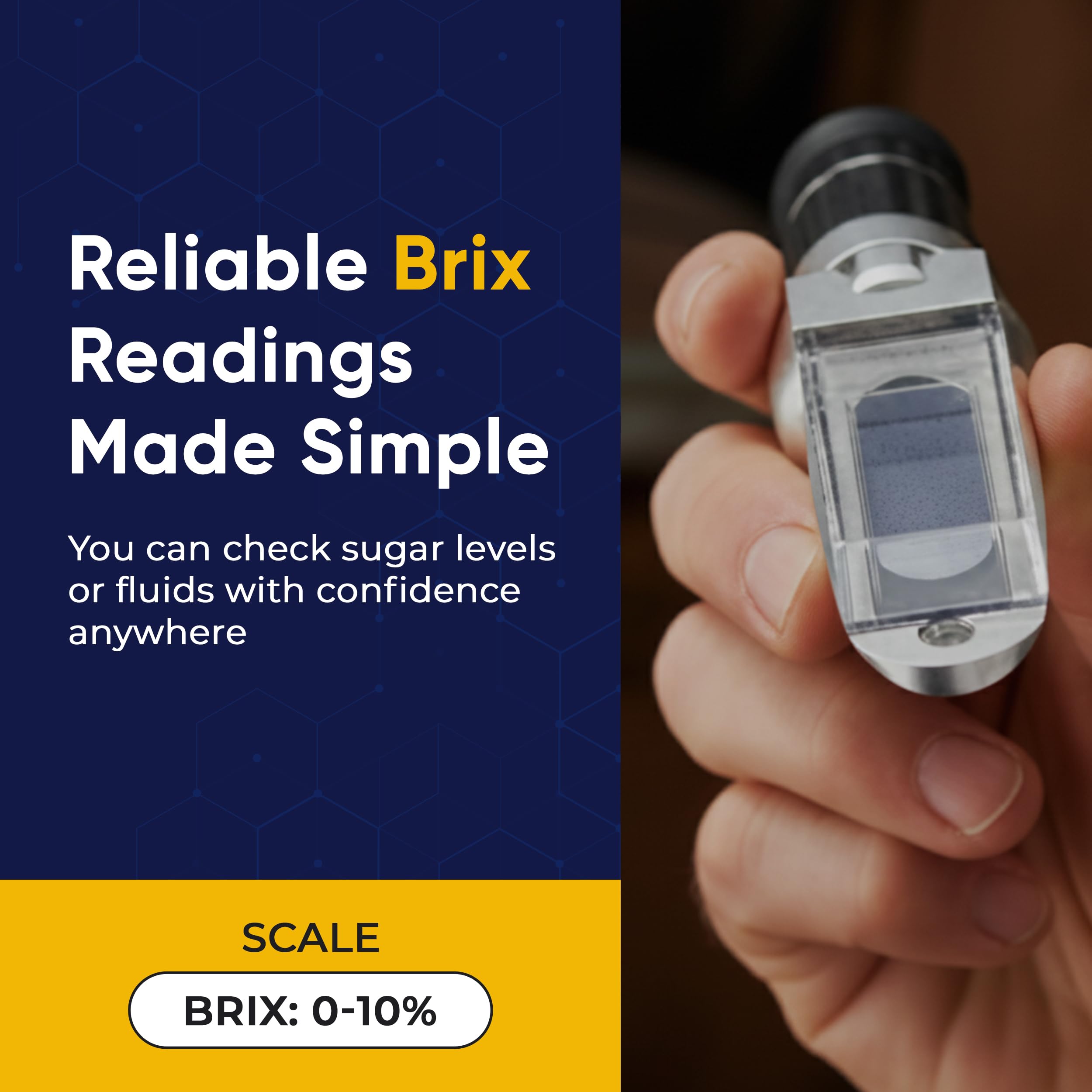Refractómetro analógico de mano Brix 0-10% con ATC, medidor Brix de metal duradero para contenido de azúcar, prueba de concentración de jugo y medición