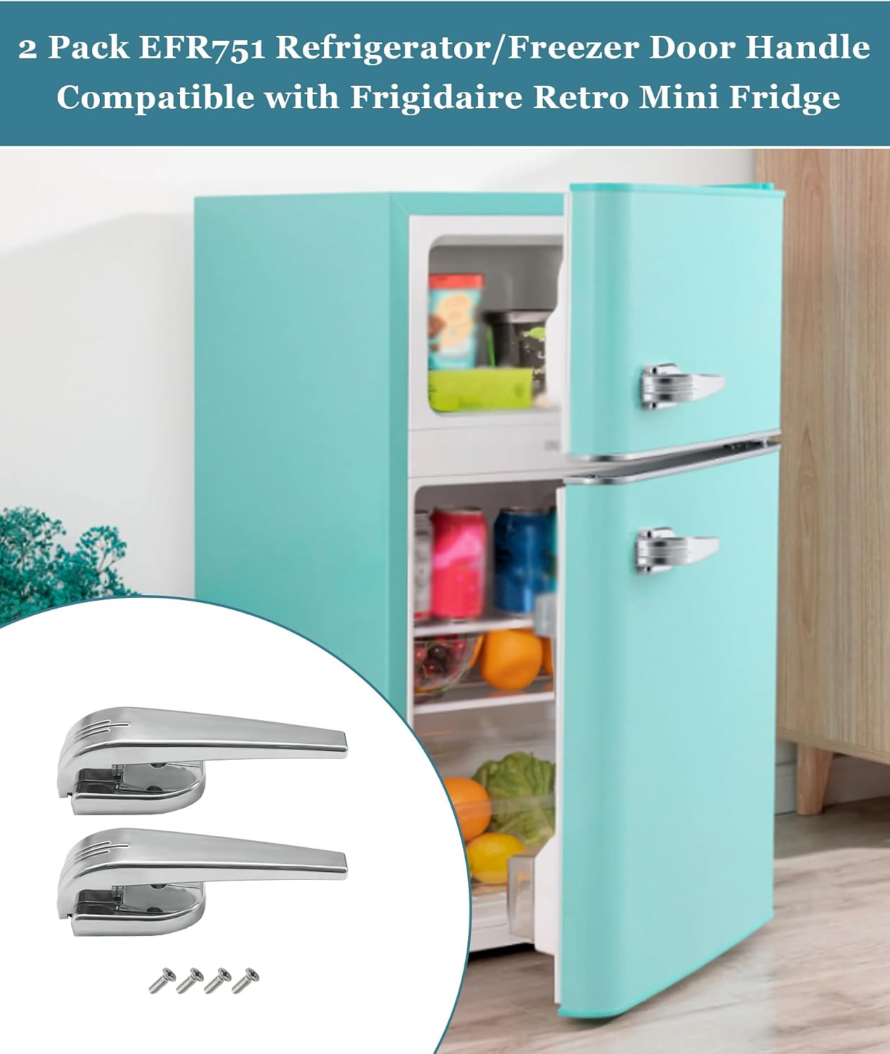 New Upgraded 2 Pack EFR751 Refrigerator/Freezer Door Handle Replacement Compatible with Frigidaire Retro Mini Fridge