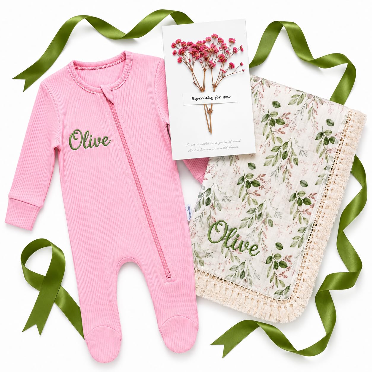 Personalised Baby Blanket and Romper Gift Set, Embroidered Name (O3, 2-3Y)