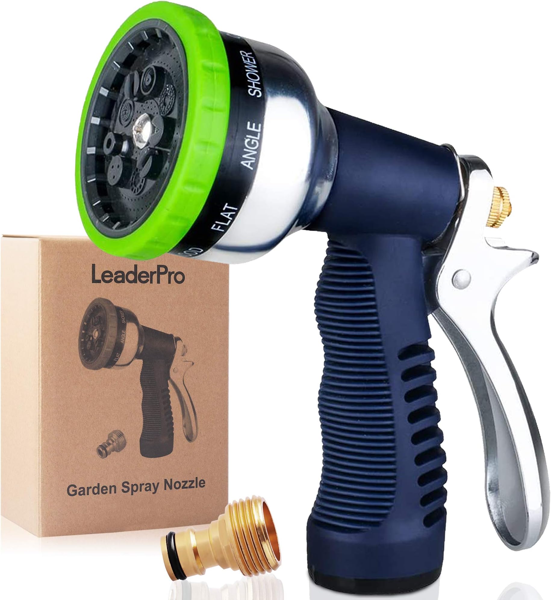 Garden Spray Nozzle, 9-Way Heavy Duty Spray Gun, Rear Trigger Design Hose Spray Nozzle, Anti-Slip Design, Bigger Nozzle Area Upgraded, Perfect for Watering Plants, Cleaning, Car Wash and Showing Pets